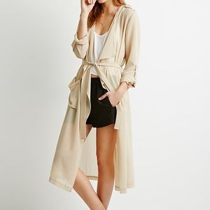 Forever 21 Belted sheer Drapey Crepe Jacket